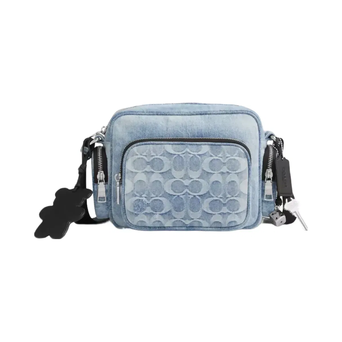 Coach Fletcher Crossbody Bag In Loved Signature Denim in Silver Light Indigo