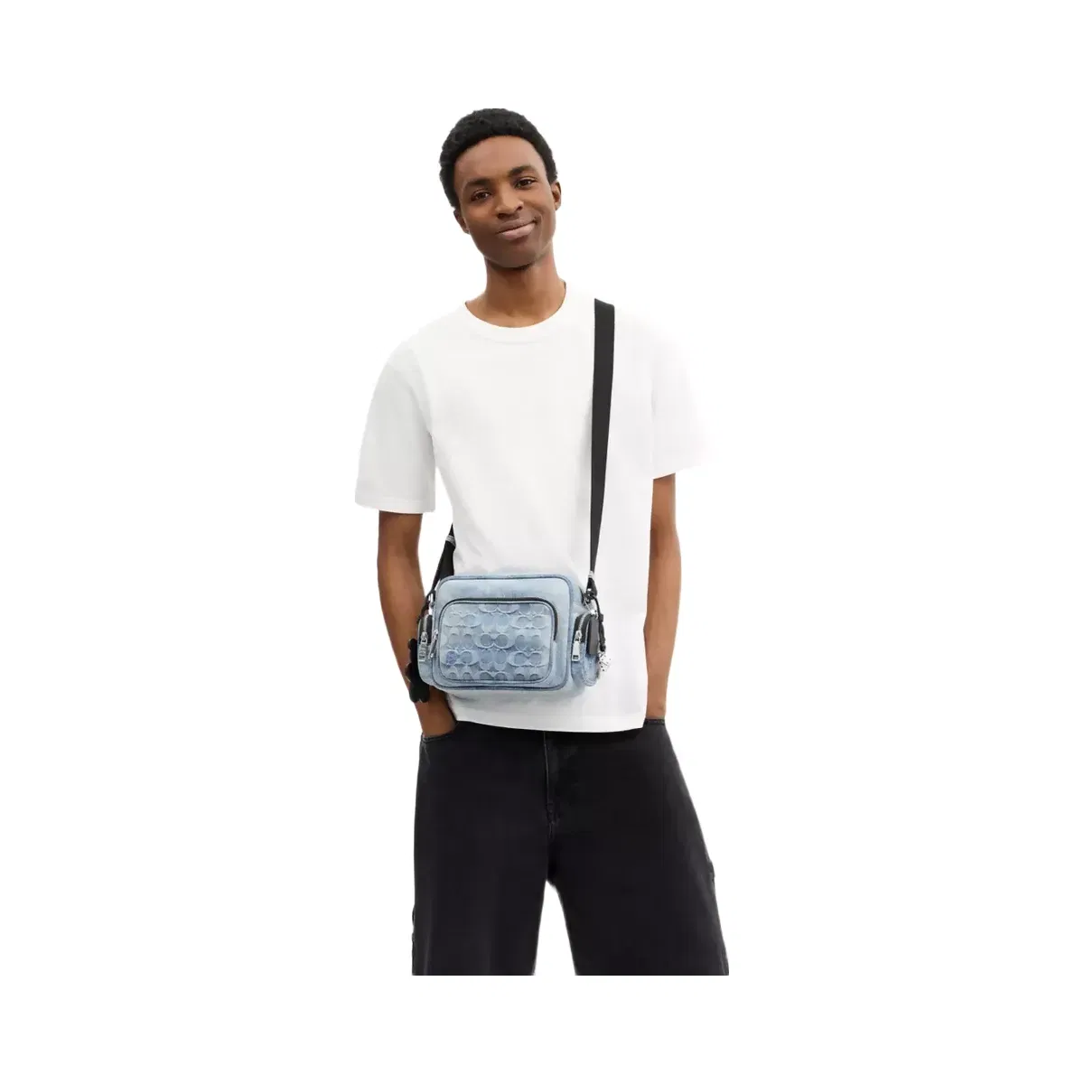 Coach Fletcher Crossbody Bag In Loved Signature Denim in Silver Light Indigo