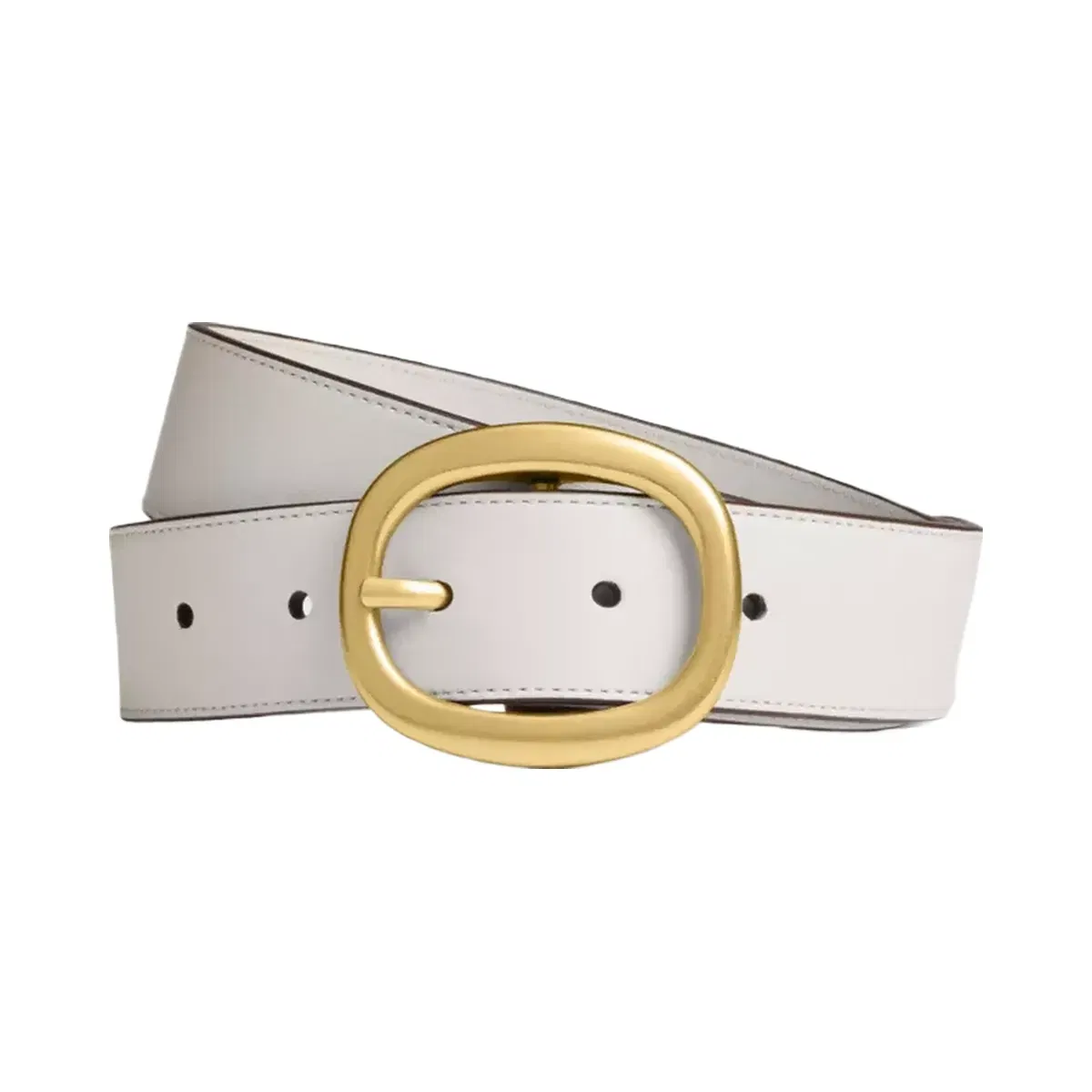 Coach Oval Buckle Belt, 32 Mm in Brass Chalk