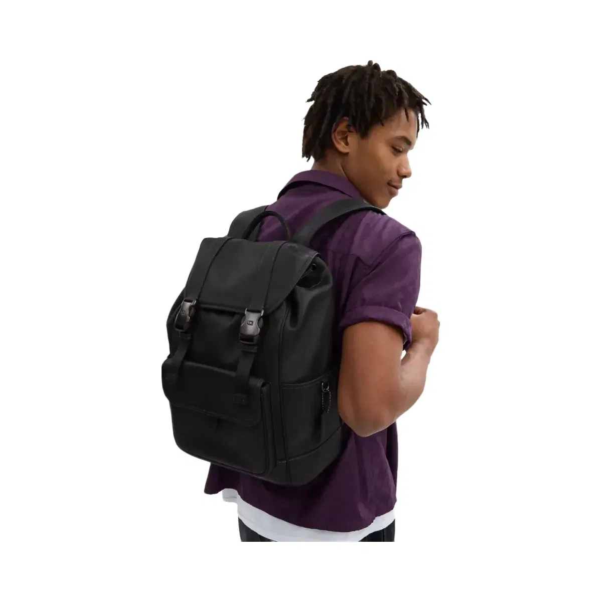 Coach League Flap Backpack in Black