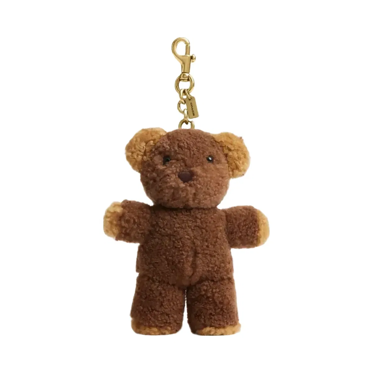 Coach Teddy Bear Bag Charm In Shearling in Brass Multi