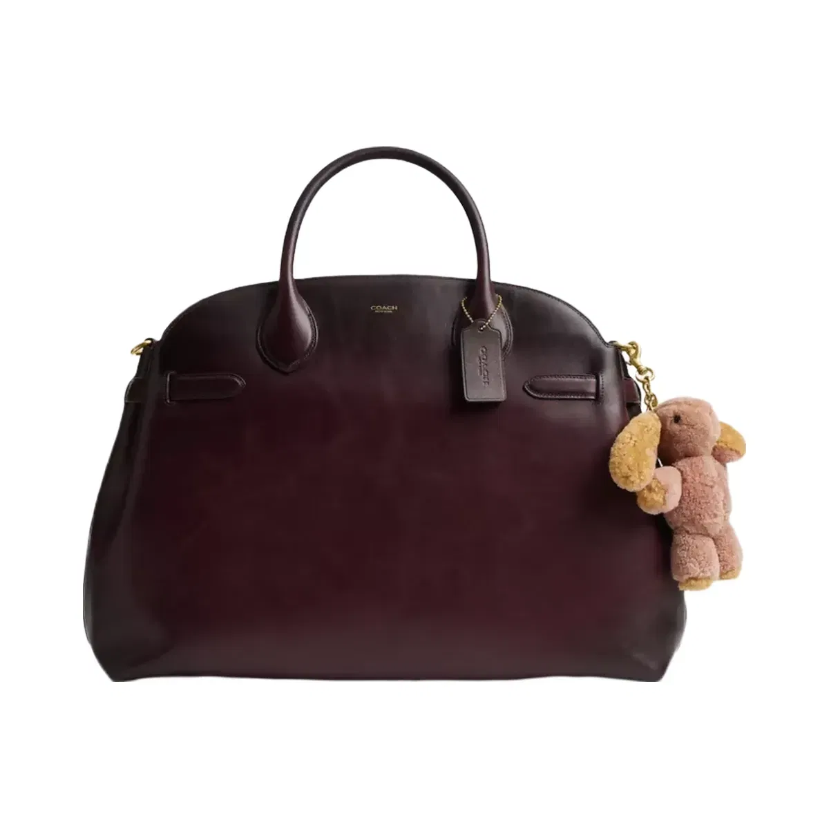 Coach Floppy Bag Charm In Shearling in Brass Multi