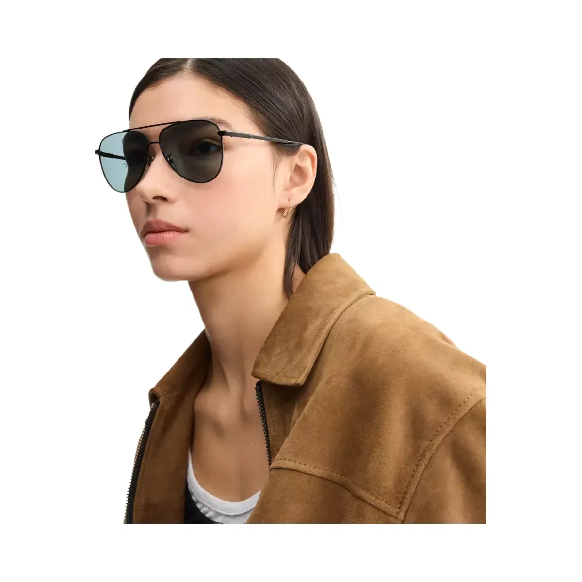 Coach C Hardware Metal Pilot Sunglasses in Black Blue