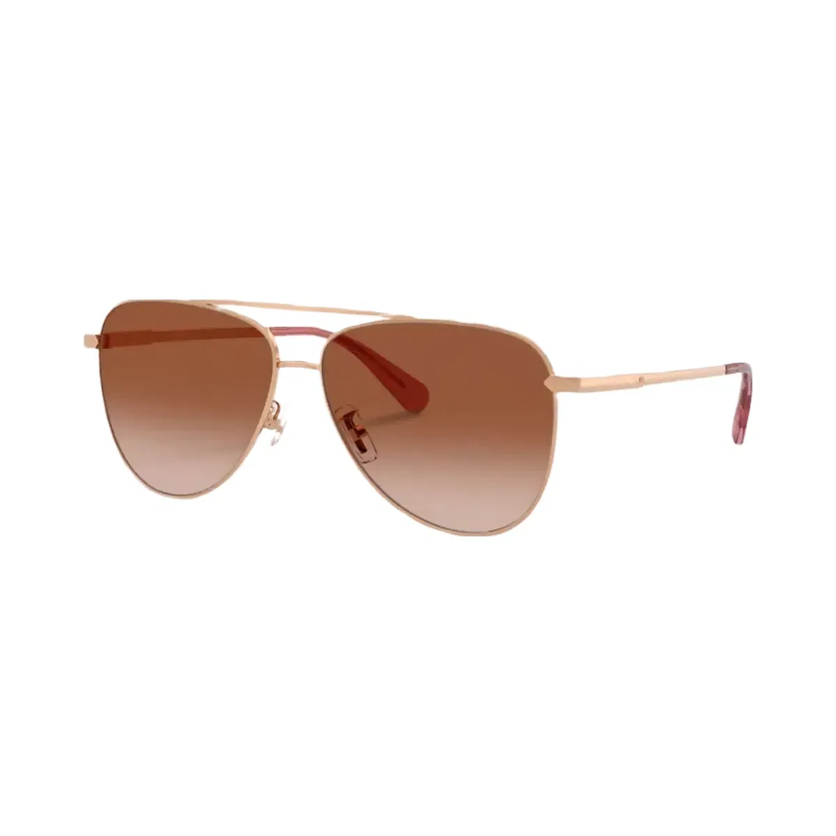 Coach C Hardware Metal Pilot Sunglasses in Rose Gold Brown Rose Grad