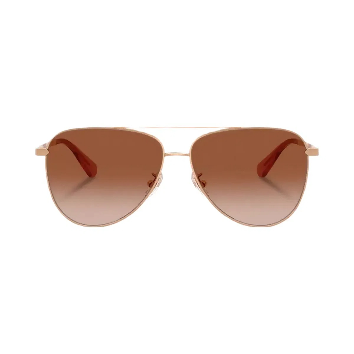 Coach C Hardware Metal Pilot Sunglasses in Rose Gold Brown Rose Grad
