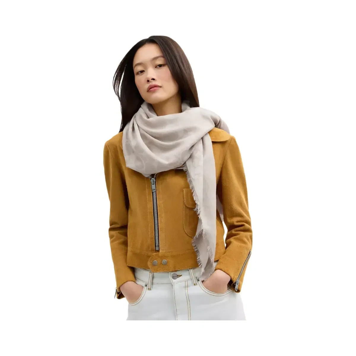 Coach Signature Oversized Square Scarf Oatmeal
