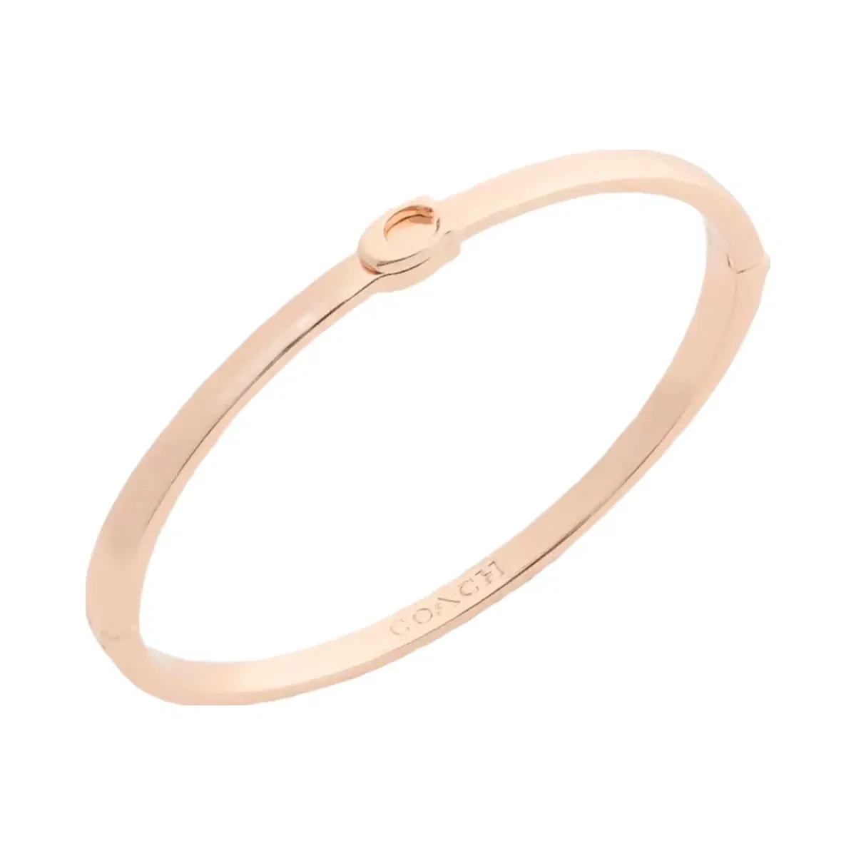 Coach Thin Signature Hinged Bangle in Rose Gold