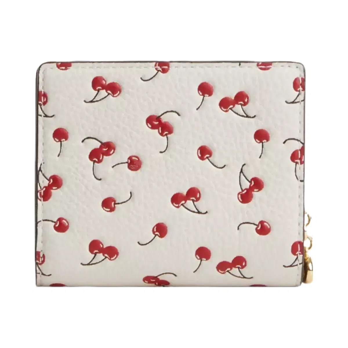 Coach Snap Wallet With Cherry Print in Gold Chalk Multi