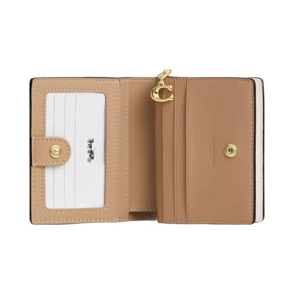 Coach Snap Wallet With Cherry Print in Gold Chalk Multi