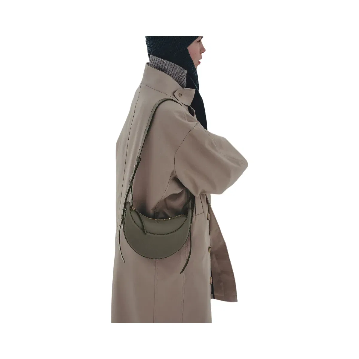 Polène Numéro Dix Smooth Leather Bag Smoky Green