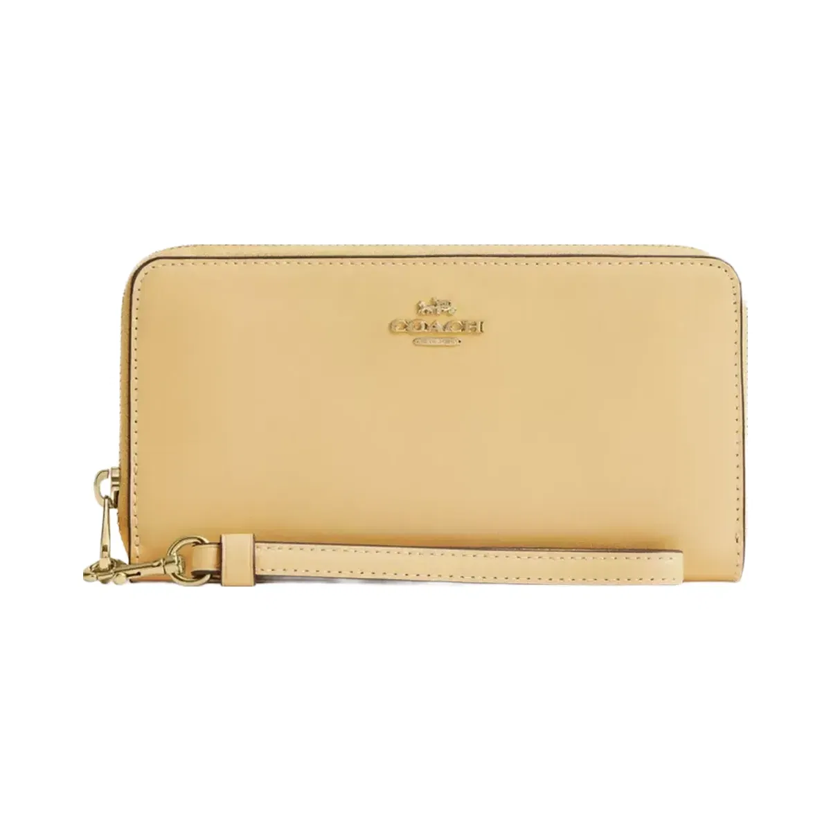 Coach Long Zip Around Wallet in Gold Vanilla