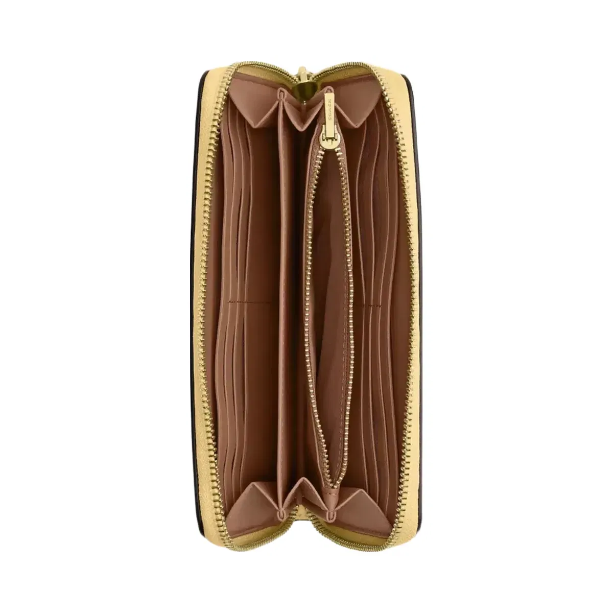 Coach Long Zip Around Wallet in Gold Vanilla