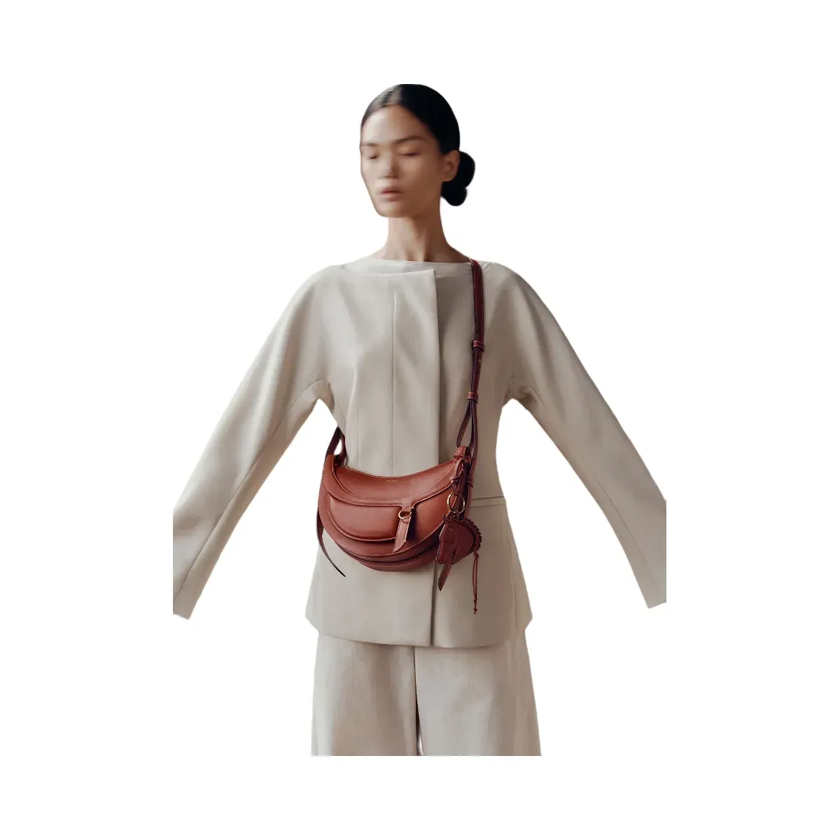 Polène Numéro Dix Galop Leather Bag Cognac