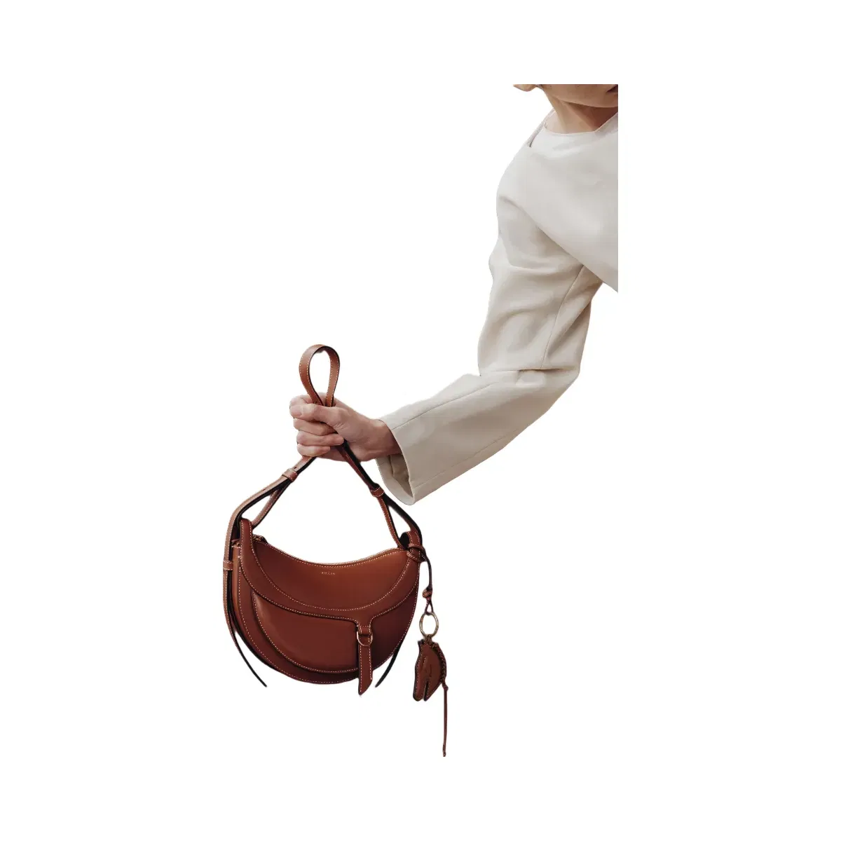 Polène Numéro Dix Galop Leather Bag Cognac
