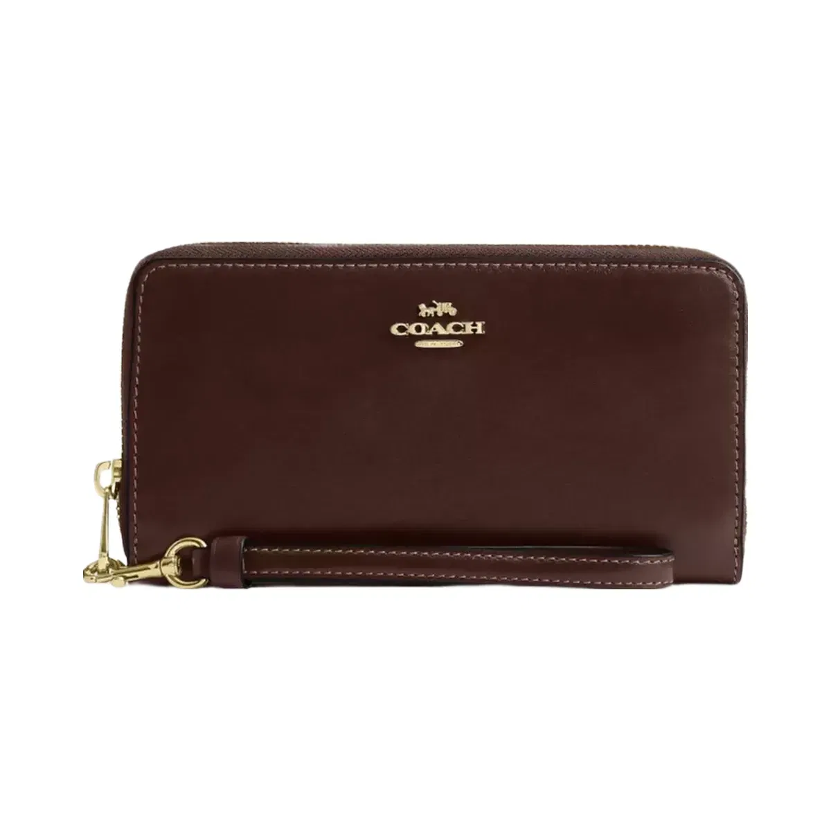 Coach Long Zip Around Wallet in Gold Maple
