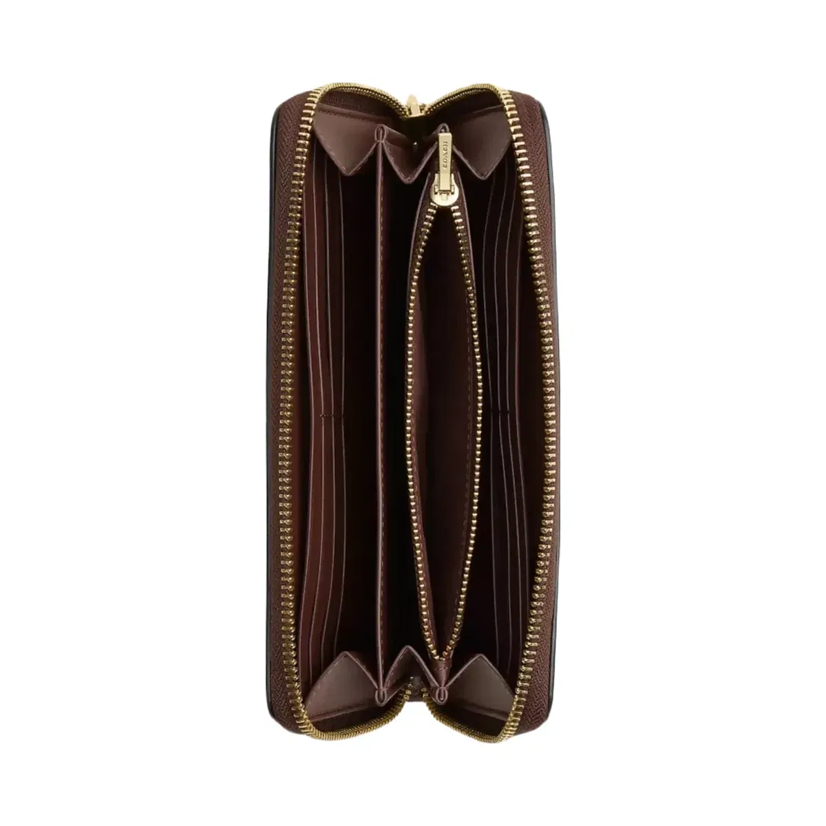Coach Long Zip Around Wallet in Gold Maple