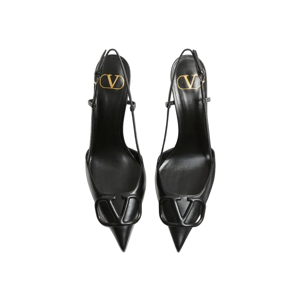 Valentino VLogo Signature Calfskin Slingback Pump 80mm Black