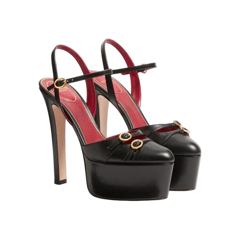 Valentino Crasher Platform Pumps In Kidskin 145mm Black