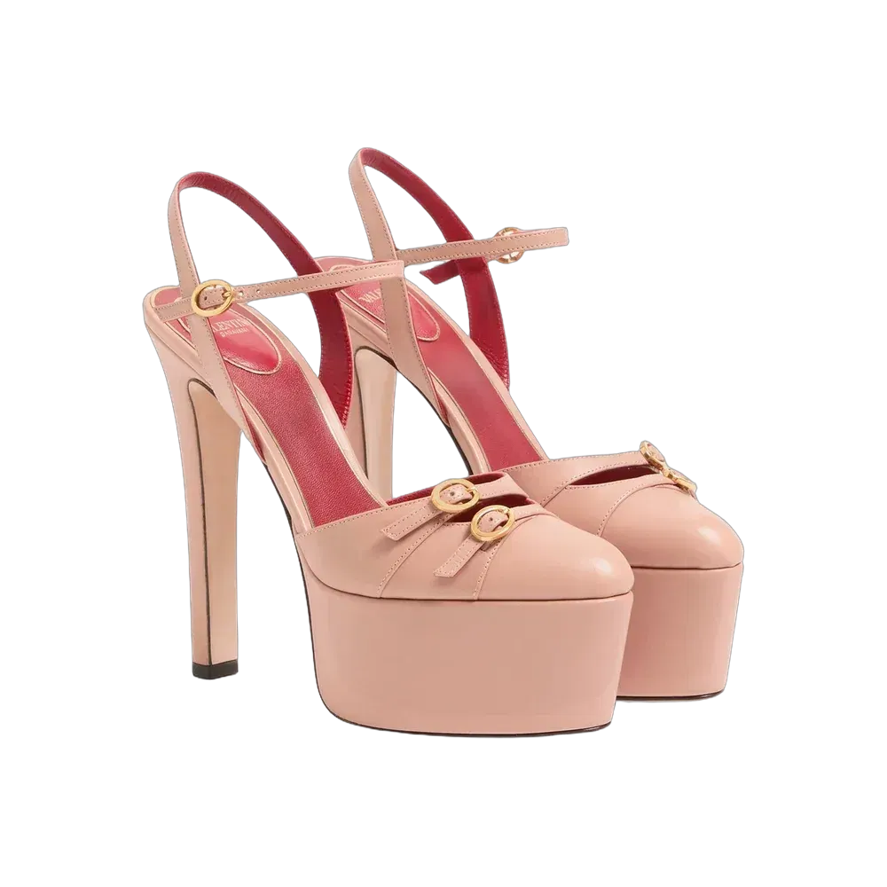 Valentino Crasher Platform Pumps In Kidskin 145mm Pink