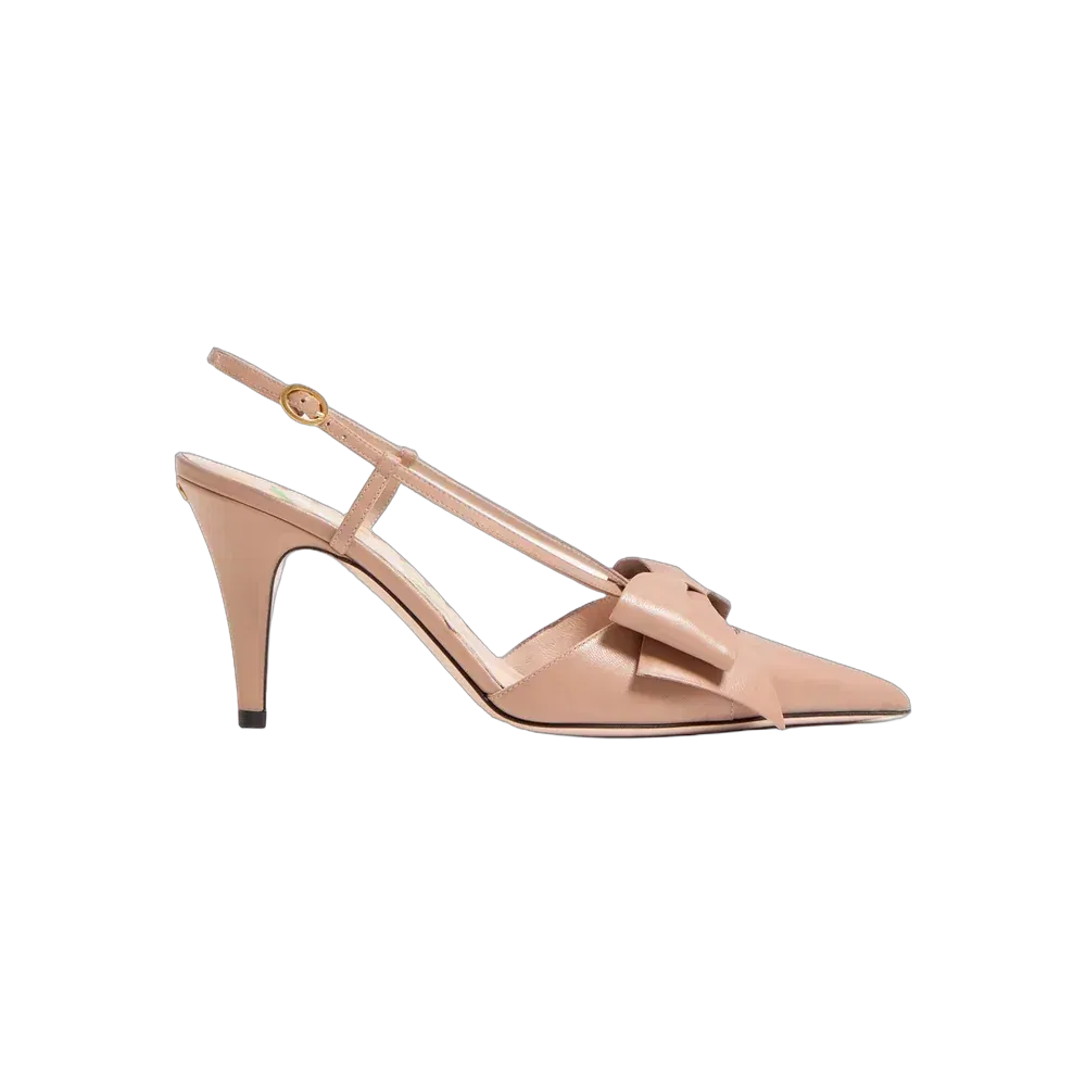 Valentino Bowow Slingback Pumps In Kidskin 85mm Rose Cannelle