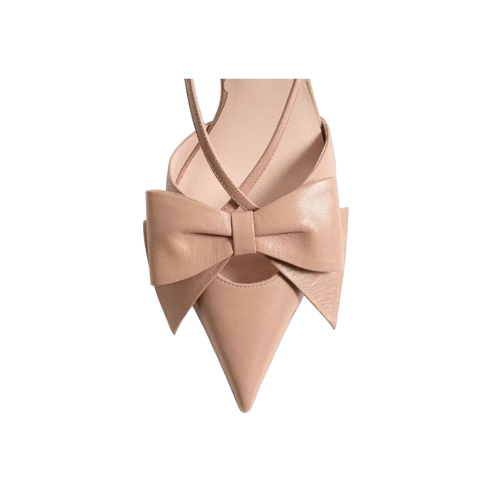 Valentino Bowow Slingback Pumps In Kidskin 85mm Rose Cannelle