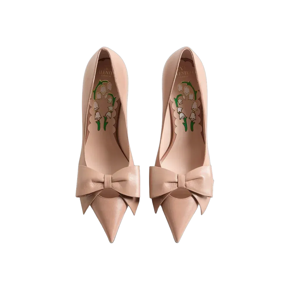 Valentino Bowow Pump In Kidskin 100mm Rose Cannelle