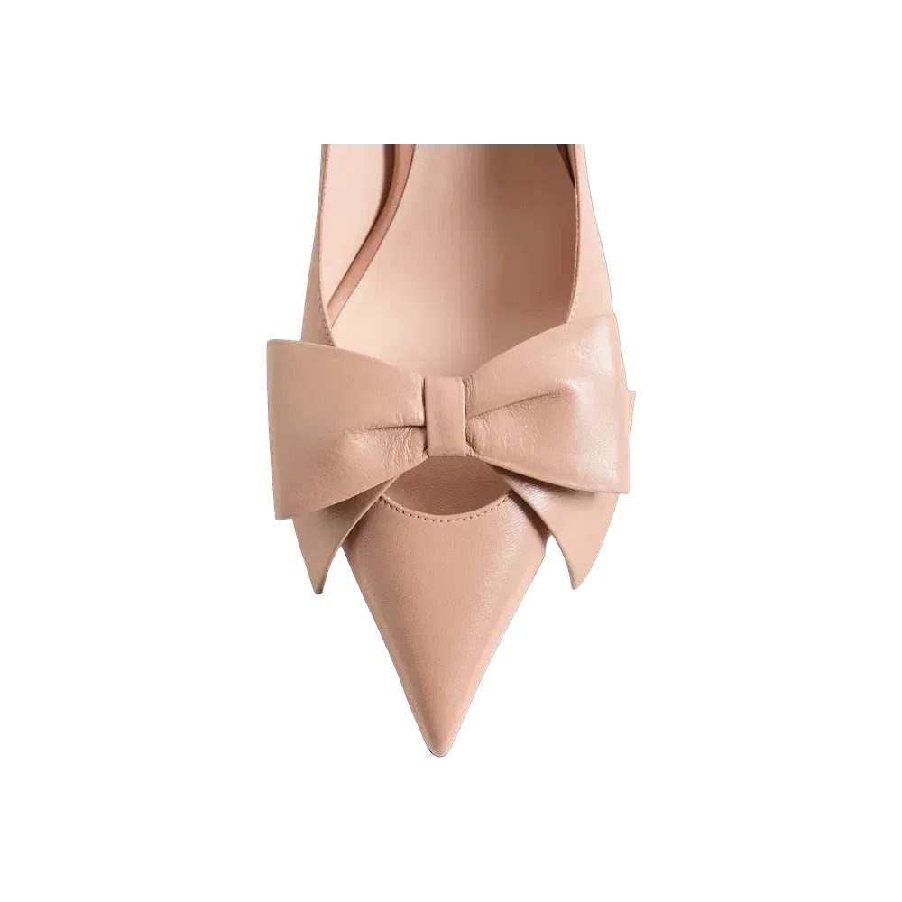 Valentino Bowow Pump In Kidskin 100mm Rose Cannelle