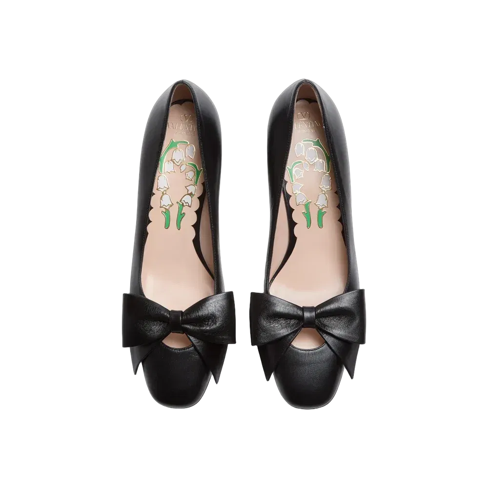 Valentino Bowow Pump In Kidskin 45mm Black