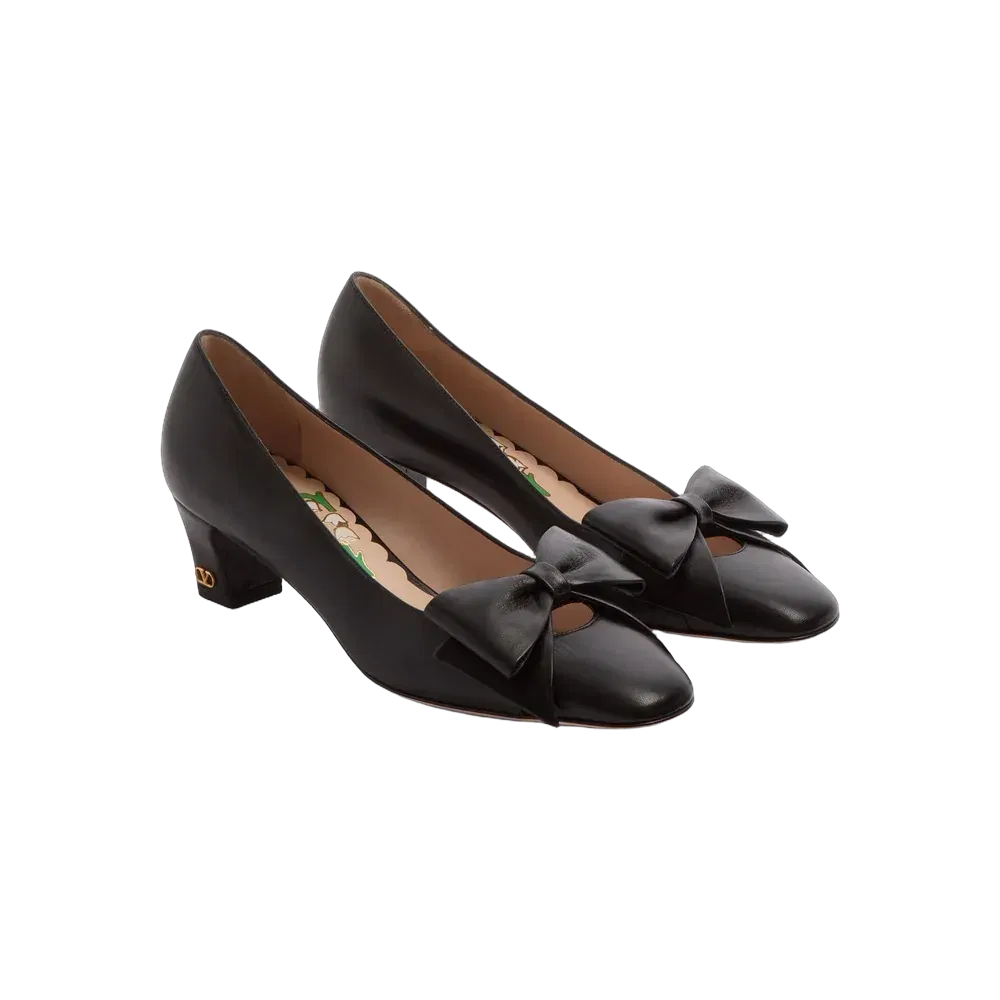 Valentino Bowow Pump In Kidskin 45mm Black