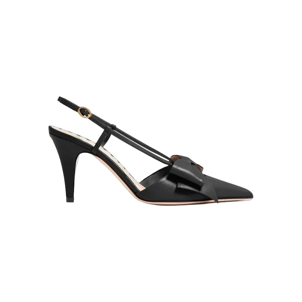 Valentino Bowow Slingback Pumps In Kidskin 85mm Black