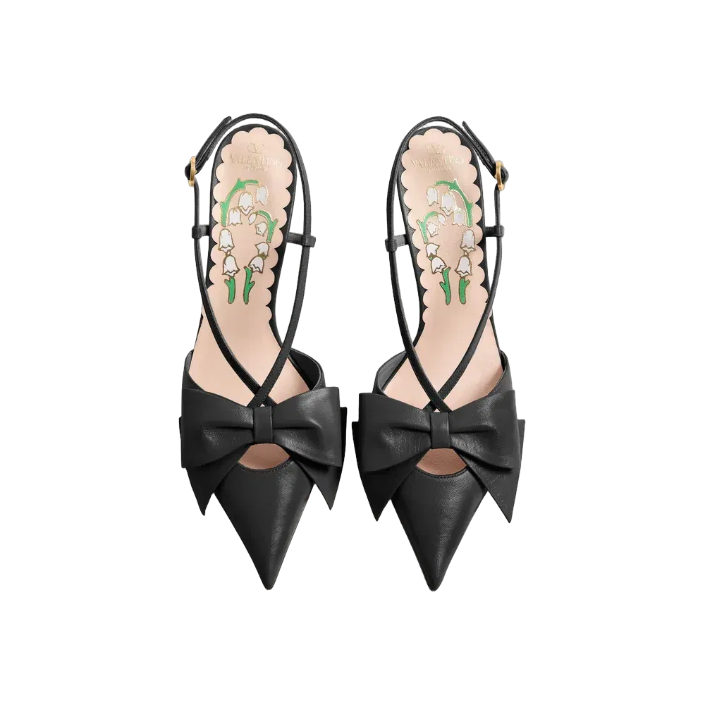 Valentino Bowow Slingback Pumps In Kidskin 85mm Black