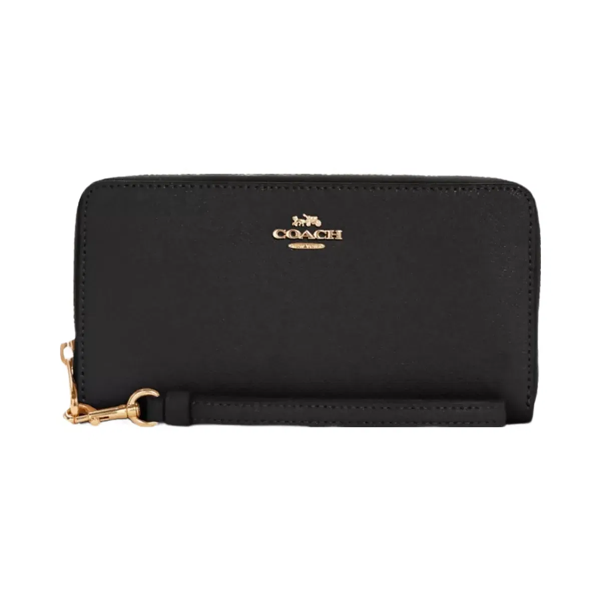 Coach Long Zip Around Wallet in Gold Black