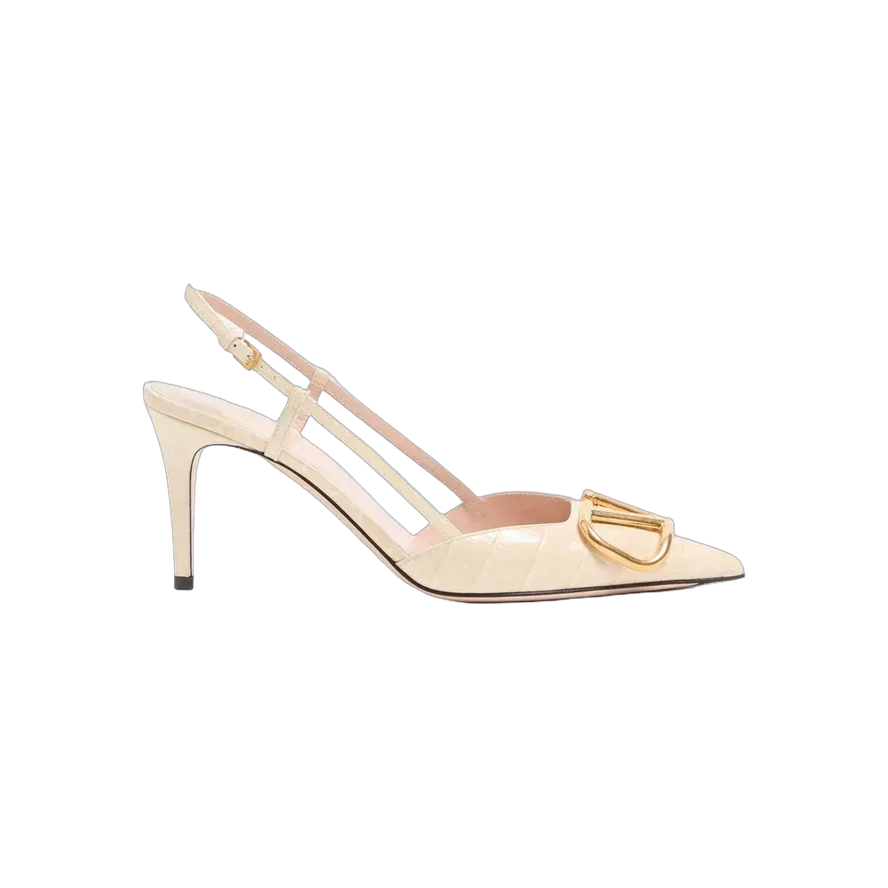 Valentino VLogo Signature Slingback Pumps In Printed Calfskin 80mm Butter