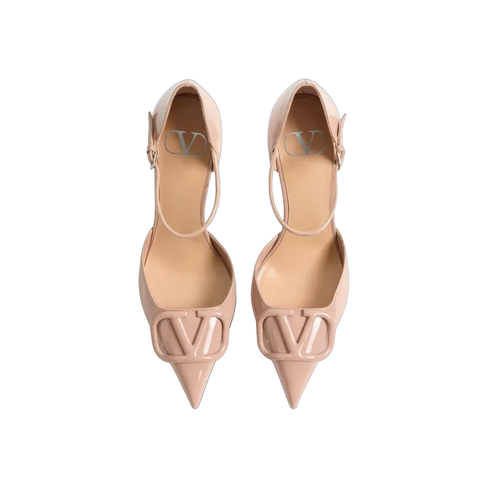 Valentino VLogo Signature D'Orsay Patent Leather Pumps 100mm Rose Cannelle