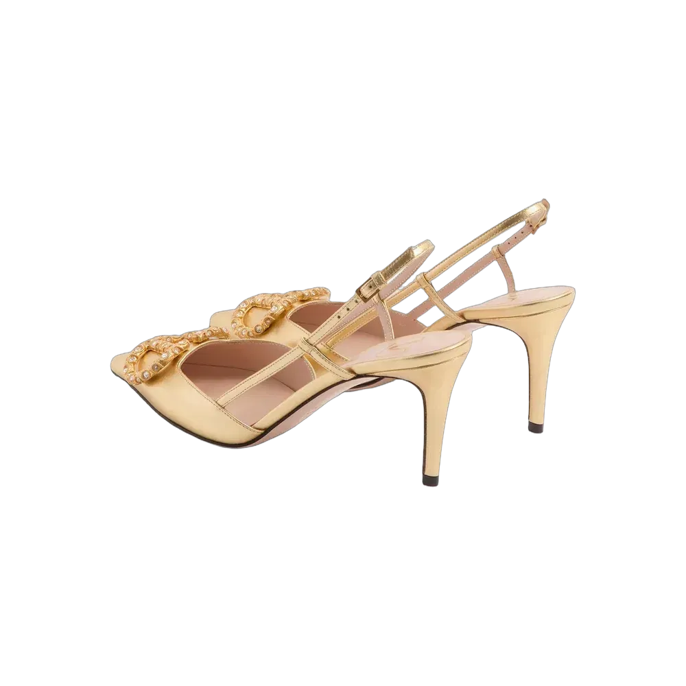 Valentino VLogo Signature Slingback Pump In Laminated Nappa Leather 80mm Rose Cannelle