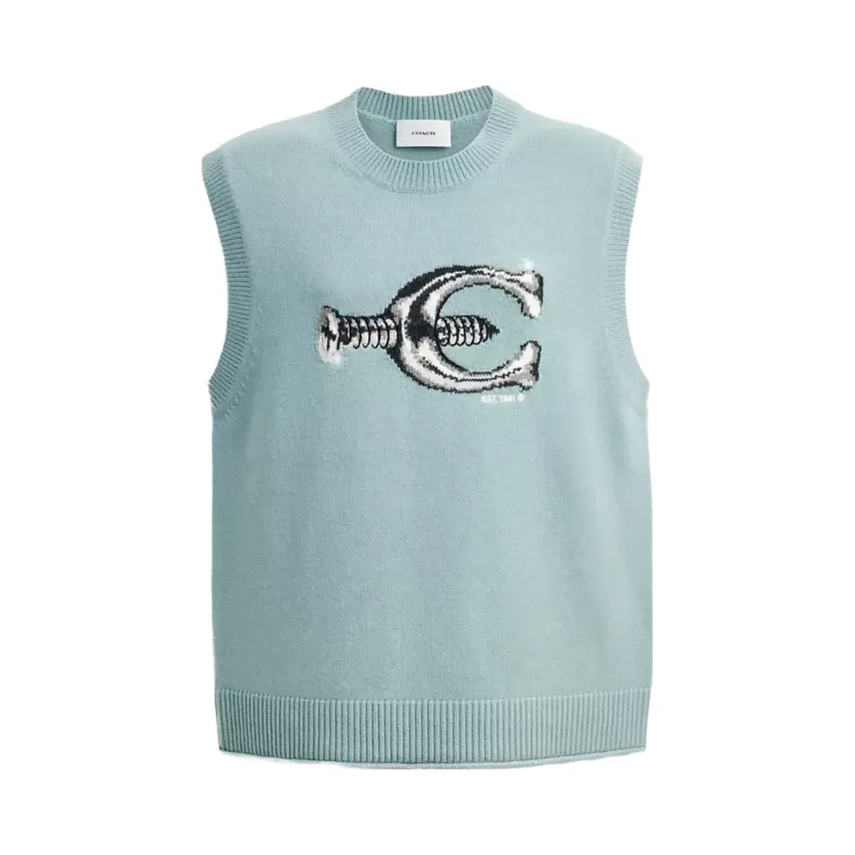 Coach Hardware Crewneck Sweater Vest in Sea Mist