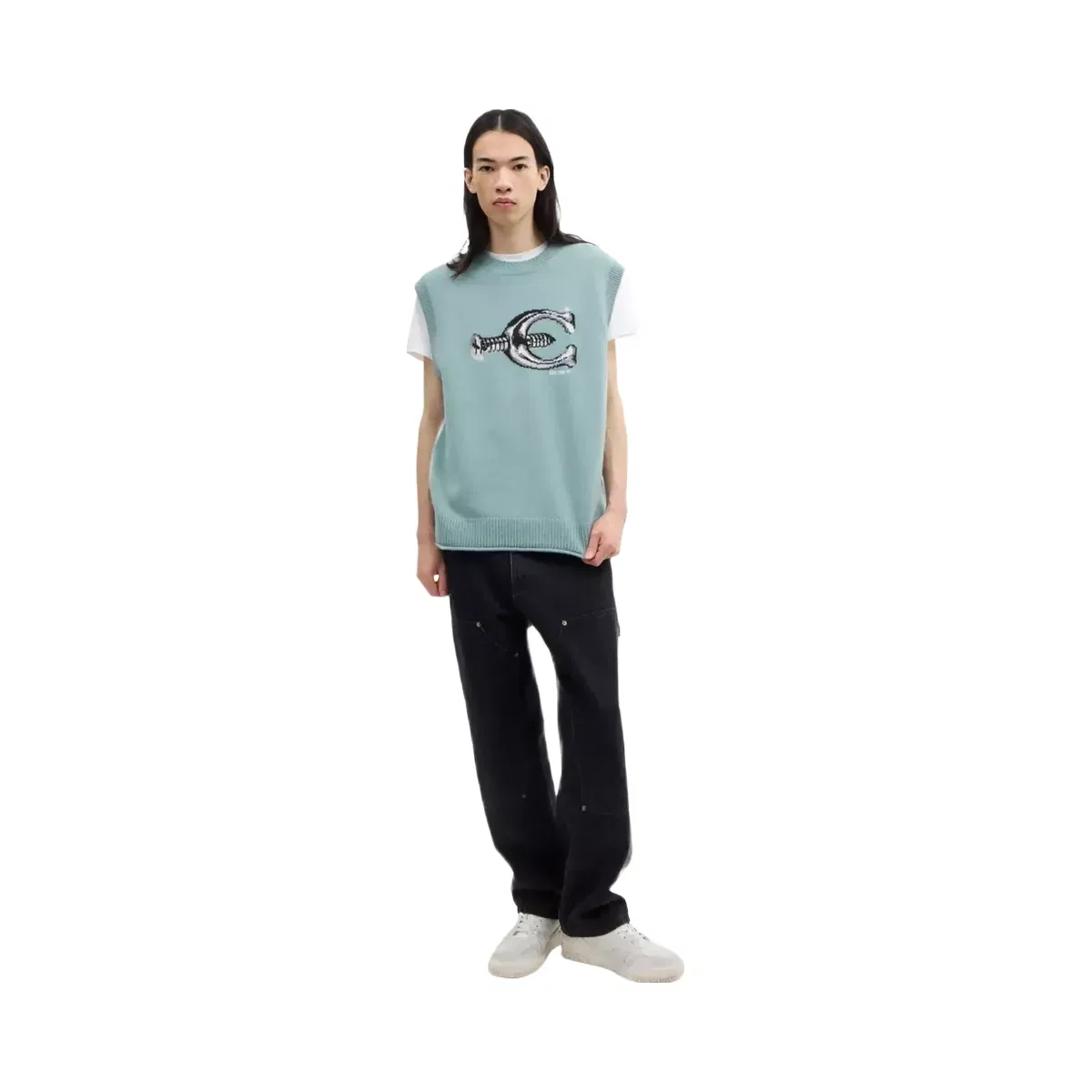 Coach Hardware Crewneck Sweater Vest in Sea Mist