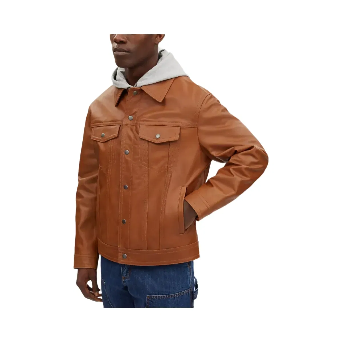Coach Leather Trucker Jacket in Rust