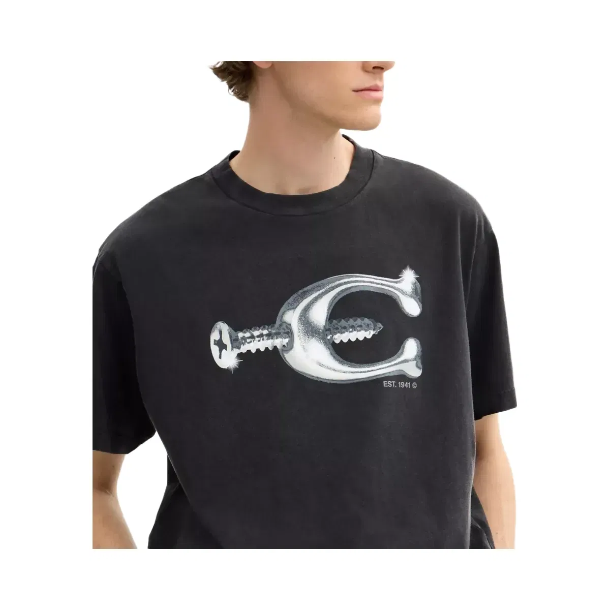 Coach Hardware Relaxed T-Shirt In Organic Cotton in Black