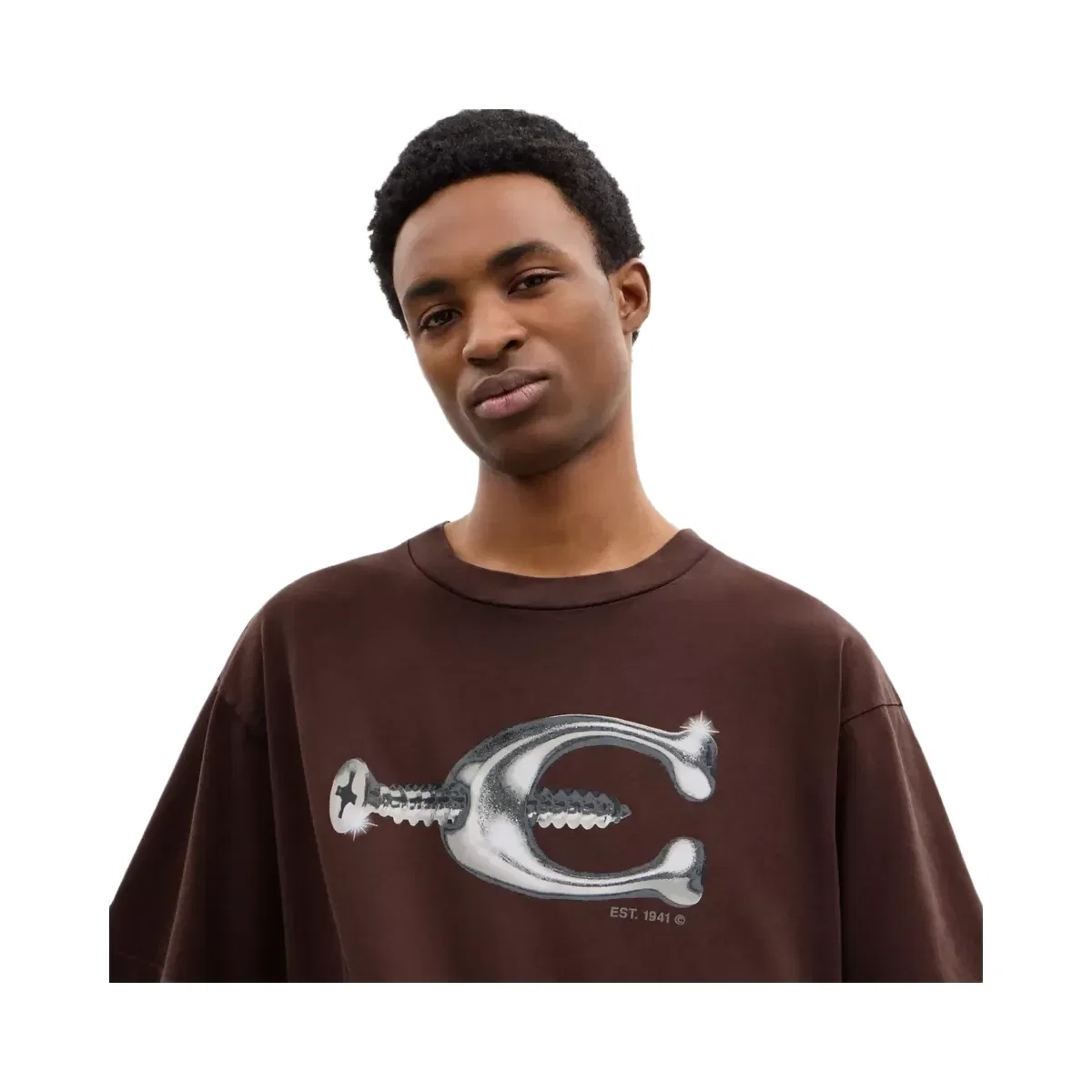 Coach Hardware Relaxed T-Shirt In Organic Cotton in Brown