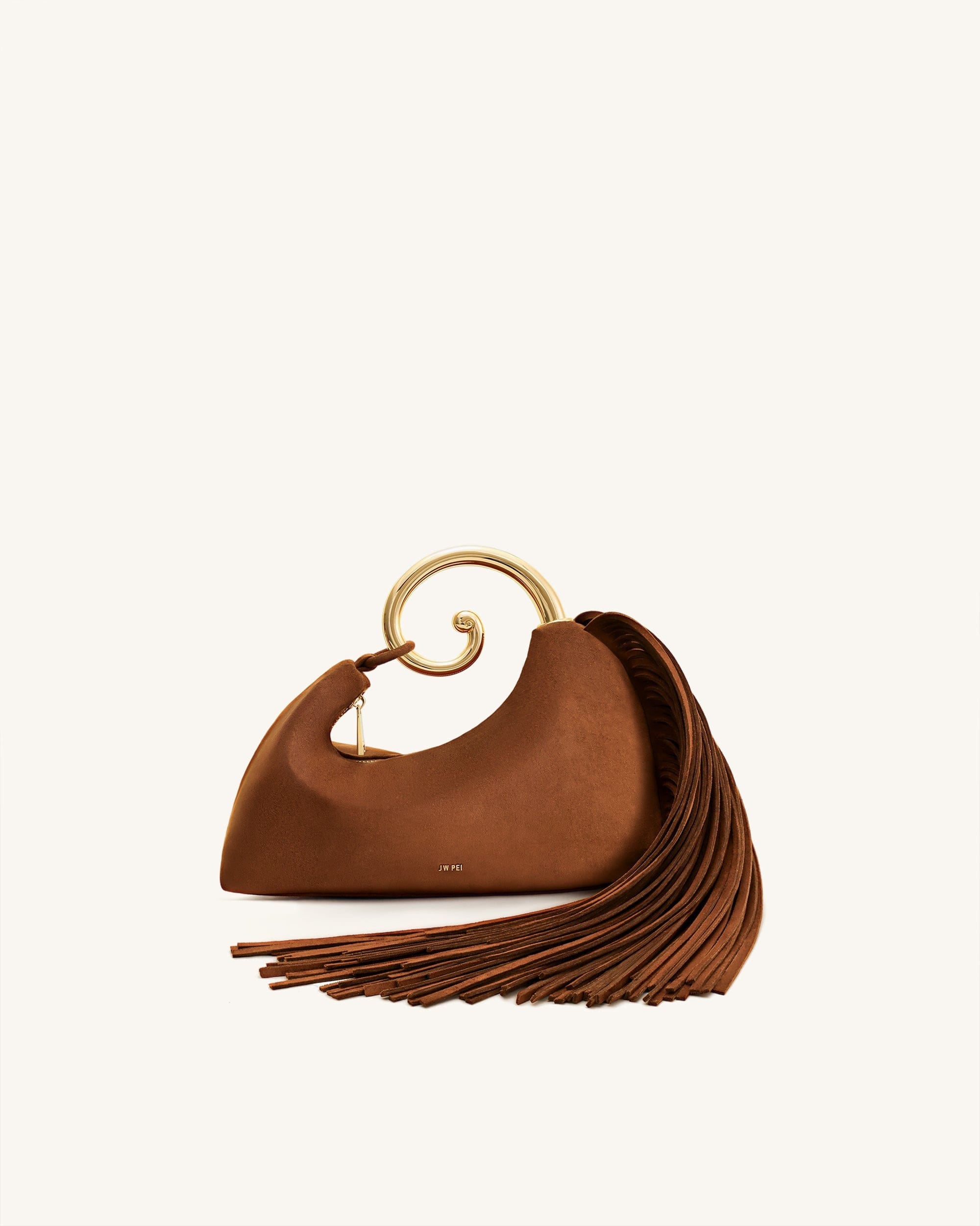 JW PEI Nell Fringe Hardware Top Handle Bag Mocha Brown