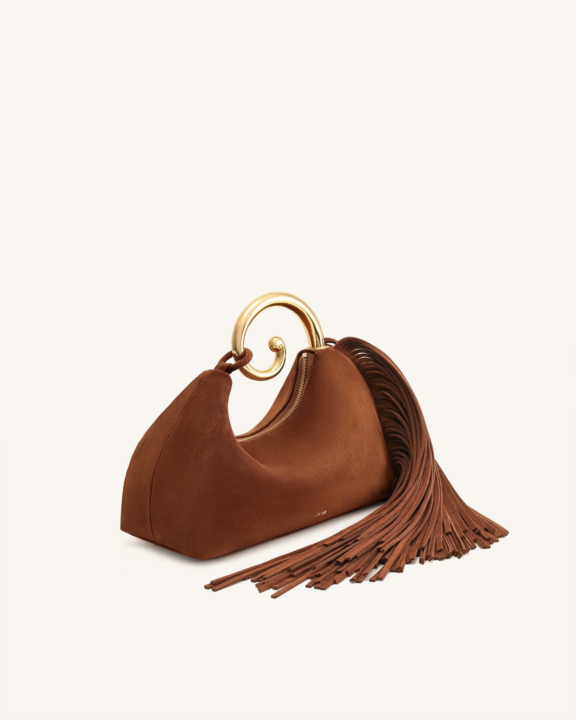 JW PEI Nell Fringe Hardware Top Handle Bag Mocha Brown