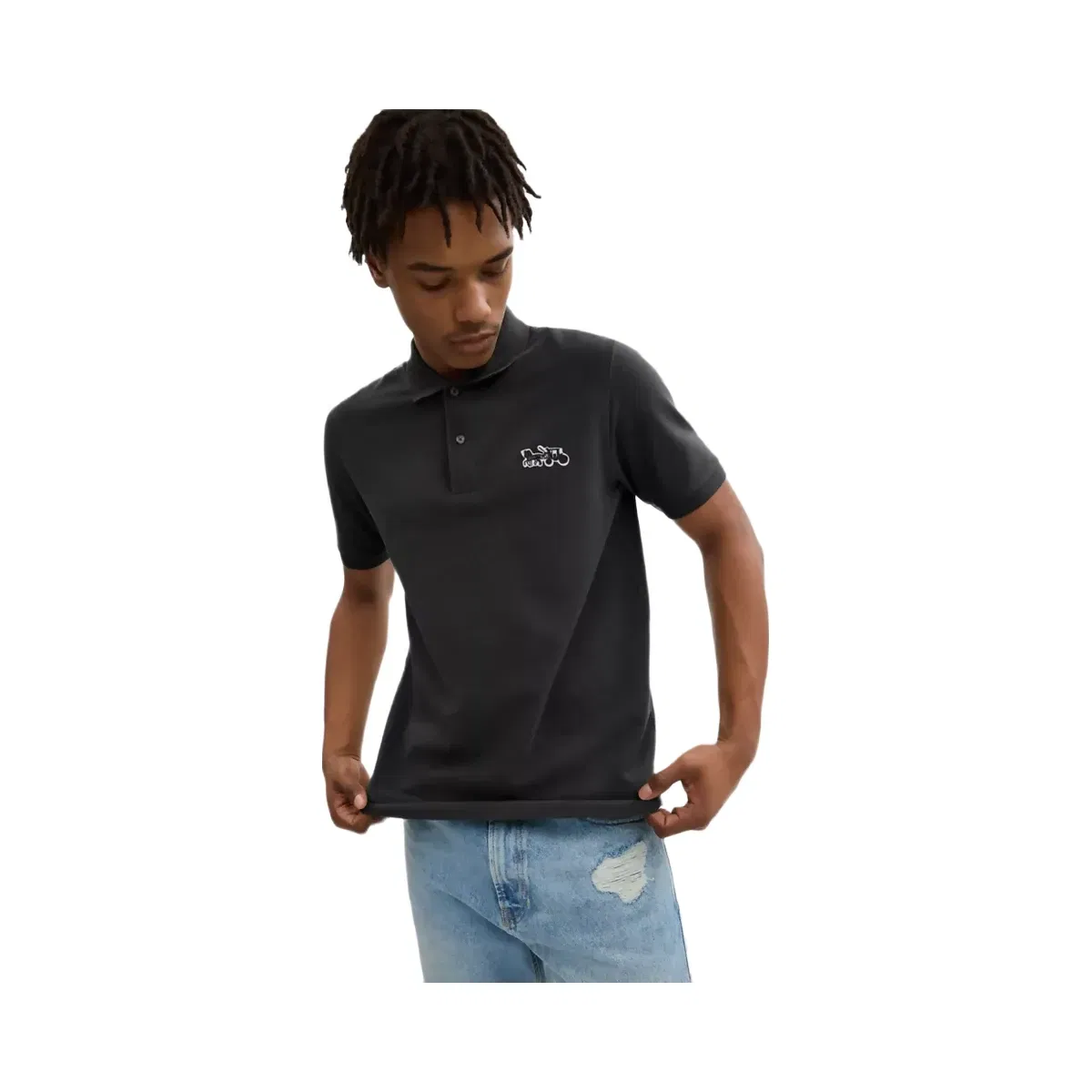 Coach Horse And Carriage Classic Polo In Organic Cotton in Black