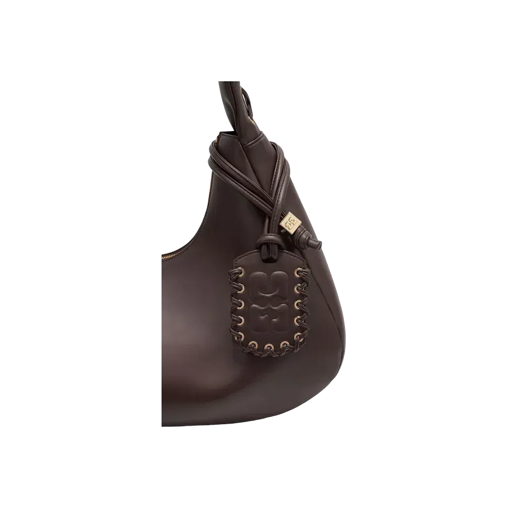 Ganni Brown Medium Laces Hobo Bag