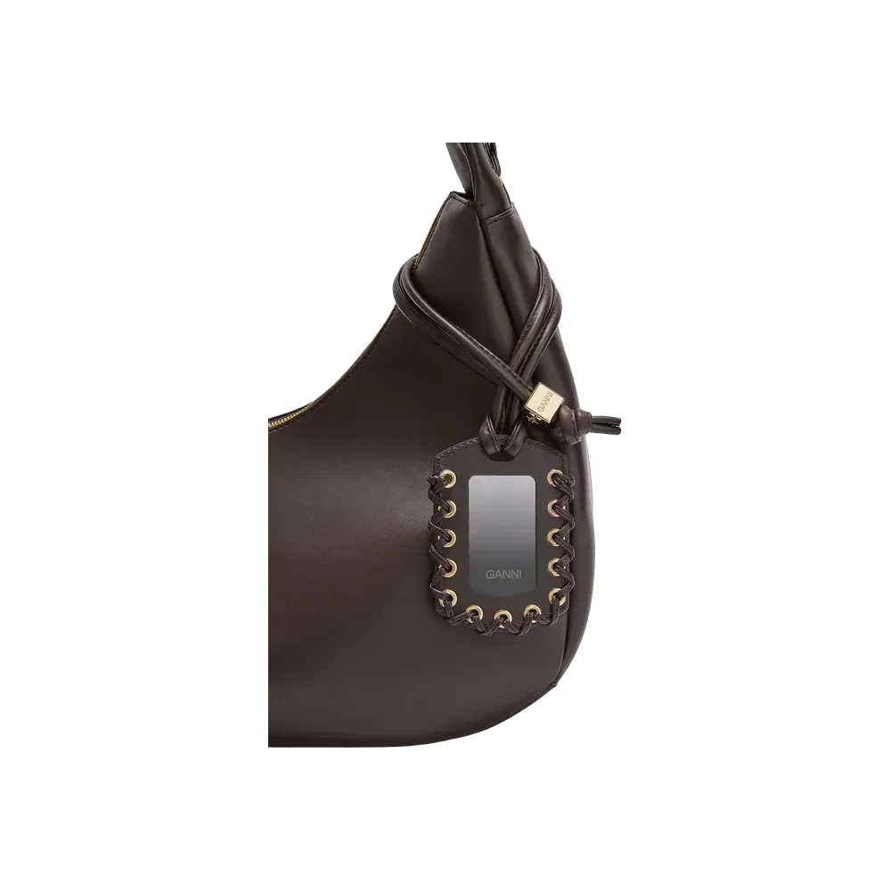 Ganni Brown Medium Laces Hobo Bag