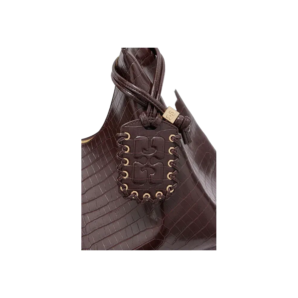 Ganni Brown Croco XXL Hobo Bag
