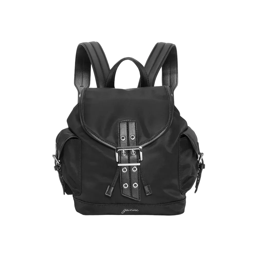 Ganni Black Small Bucky Nylon Backpack