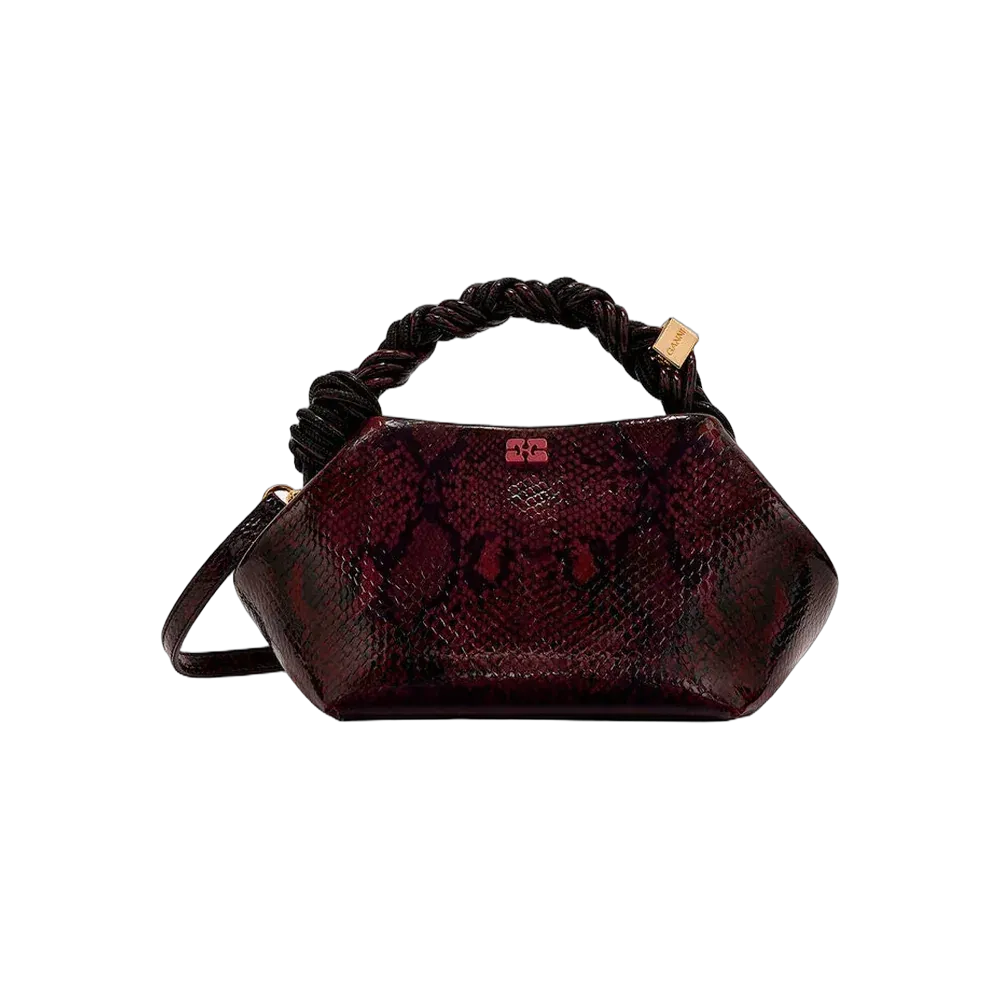 Ganni Burgundy Snake Small Bou Bag