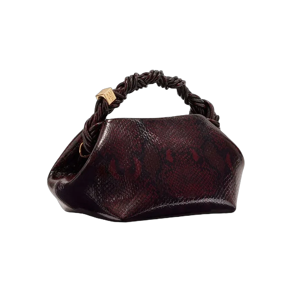 Ganni Burgundy Snake Small Bou Bag