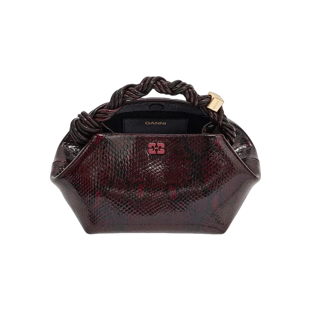 Ganni Burgundy Snake Small Bou Bag